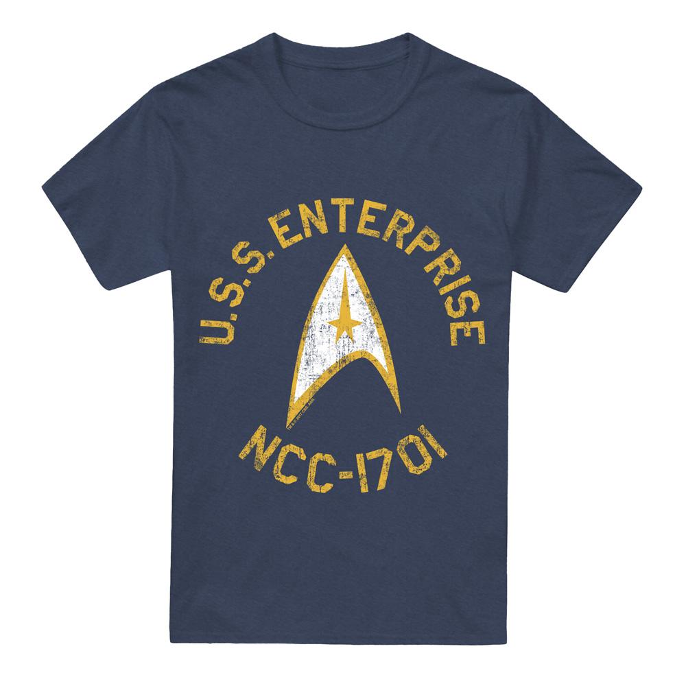 Navy - Front - Star Trek Unisex Adult Collegiate T-Shirt