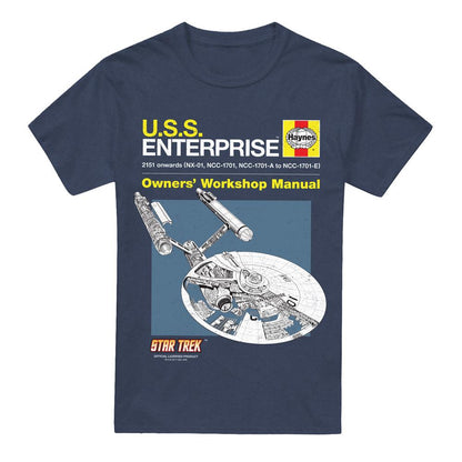 Navy - Front - Star Trek Unisex Adult Enterprise Manual T-Shirt