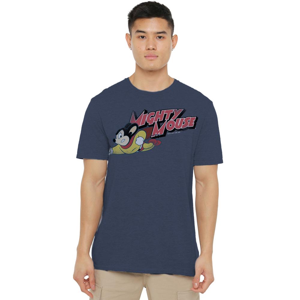 Navy - Lifestyle - Mighty Mouse Unisex Adult Mighty Retro T-Shirt