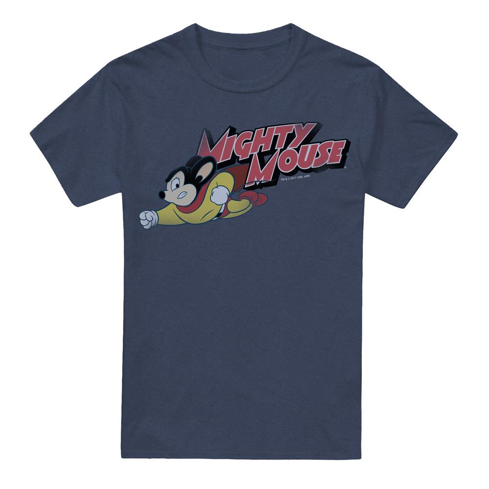 Navy - Front - Mighty Mouse Unisex Adult Mighty Retro T-Shirt