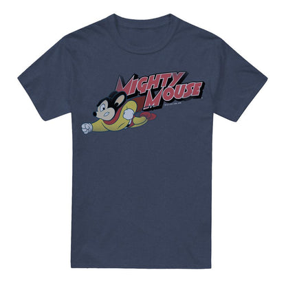 Navy - Front - Mighty Mouse Unisex Adult Mighty Retro T-Shirt