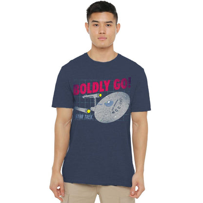 Navy - Side - Star Trek Unisex Adult Boldly Go T-Shirt