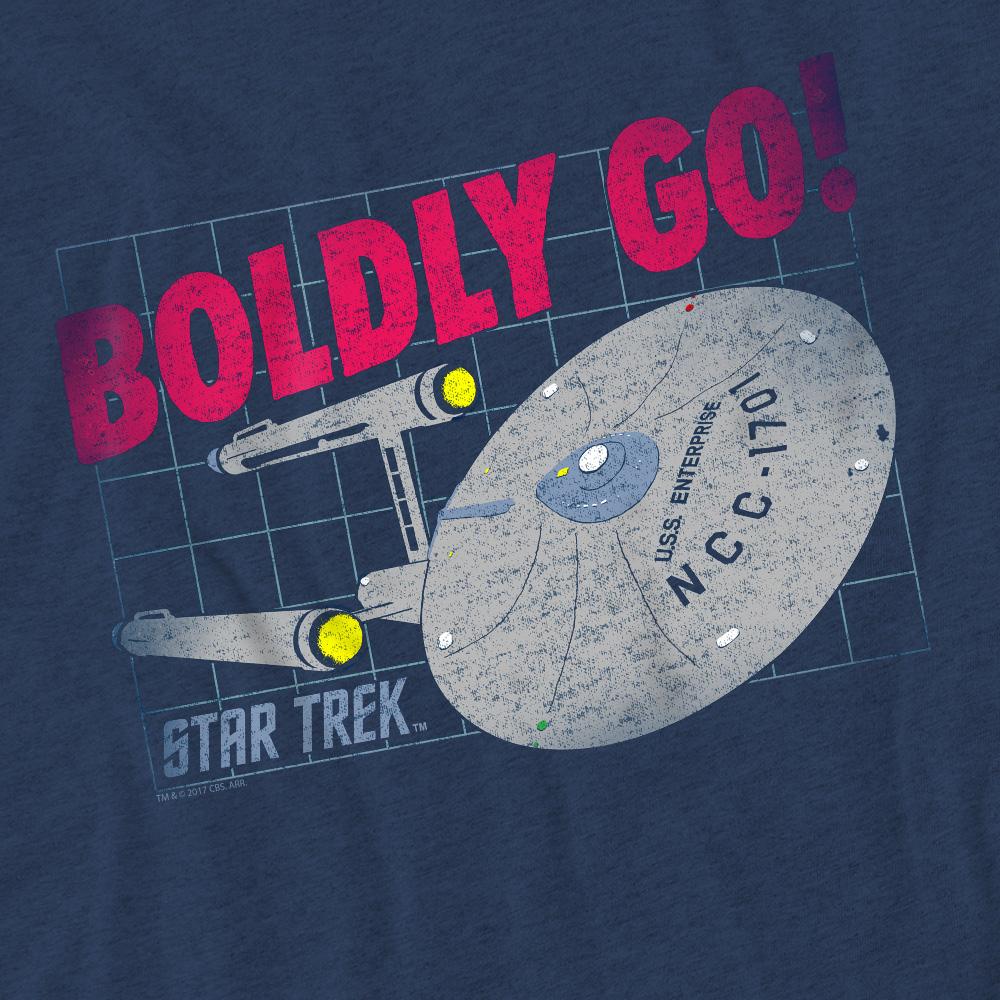 Navy - Pack Shot - Star Trek Unisex Adult Boldly Go T-Shirt