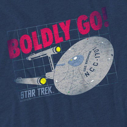 Navy - Pack Shot - Star Trek Unisex Adult Boldly Go T-Shirt