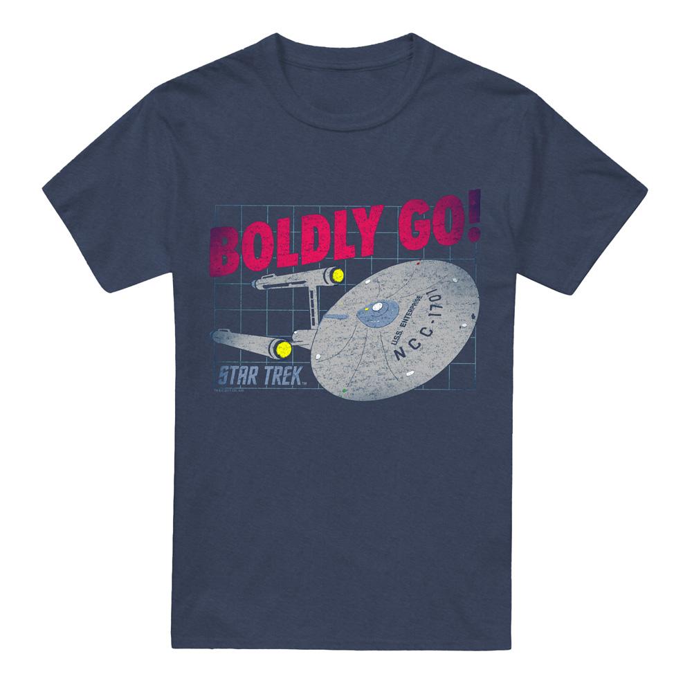 Navy - Front - Star Trek Unisex Adult Boldly Go T-Shirt