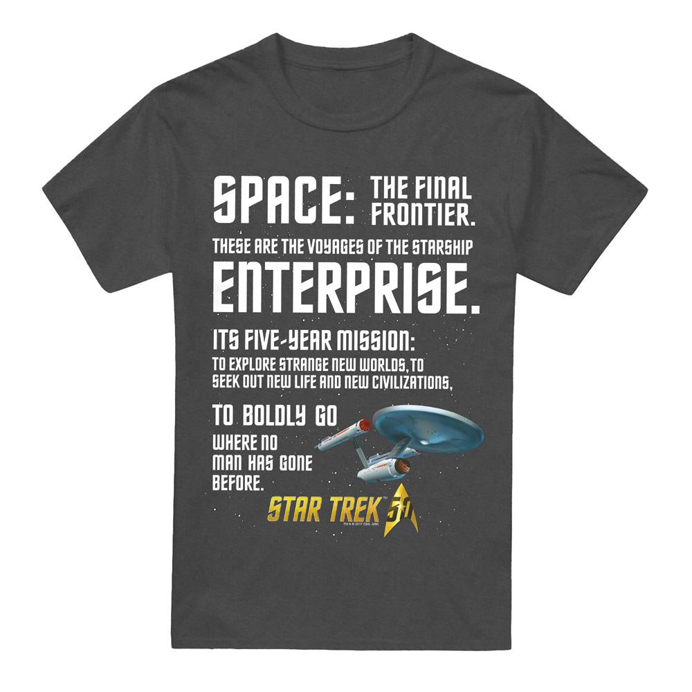 Charcoal - Front - Star Trek Unisex Adult Intro T-Shirt