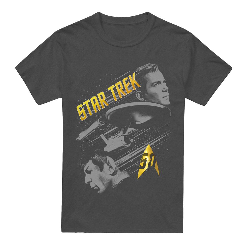 Charcoal - Front - Star Trek Unisex Adult 50 Year Frontier T-Shirt