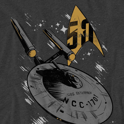 Charcoal - Pack Shot - Star Trek Unisex Adult Enterprise Dash T-Shirt
