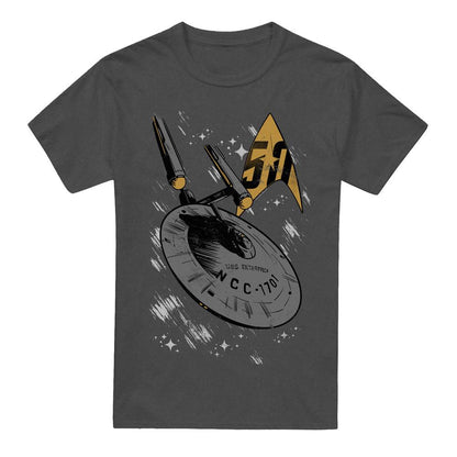 Charcoal - Front - Star Trek Unisex Adult Enterprise Dash T-Shirt