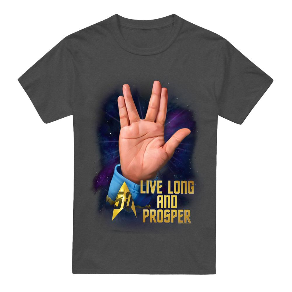 Charcoal - Front - Star Trek Unisex Adult LLAP 50 T-Shirt