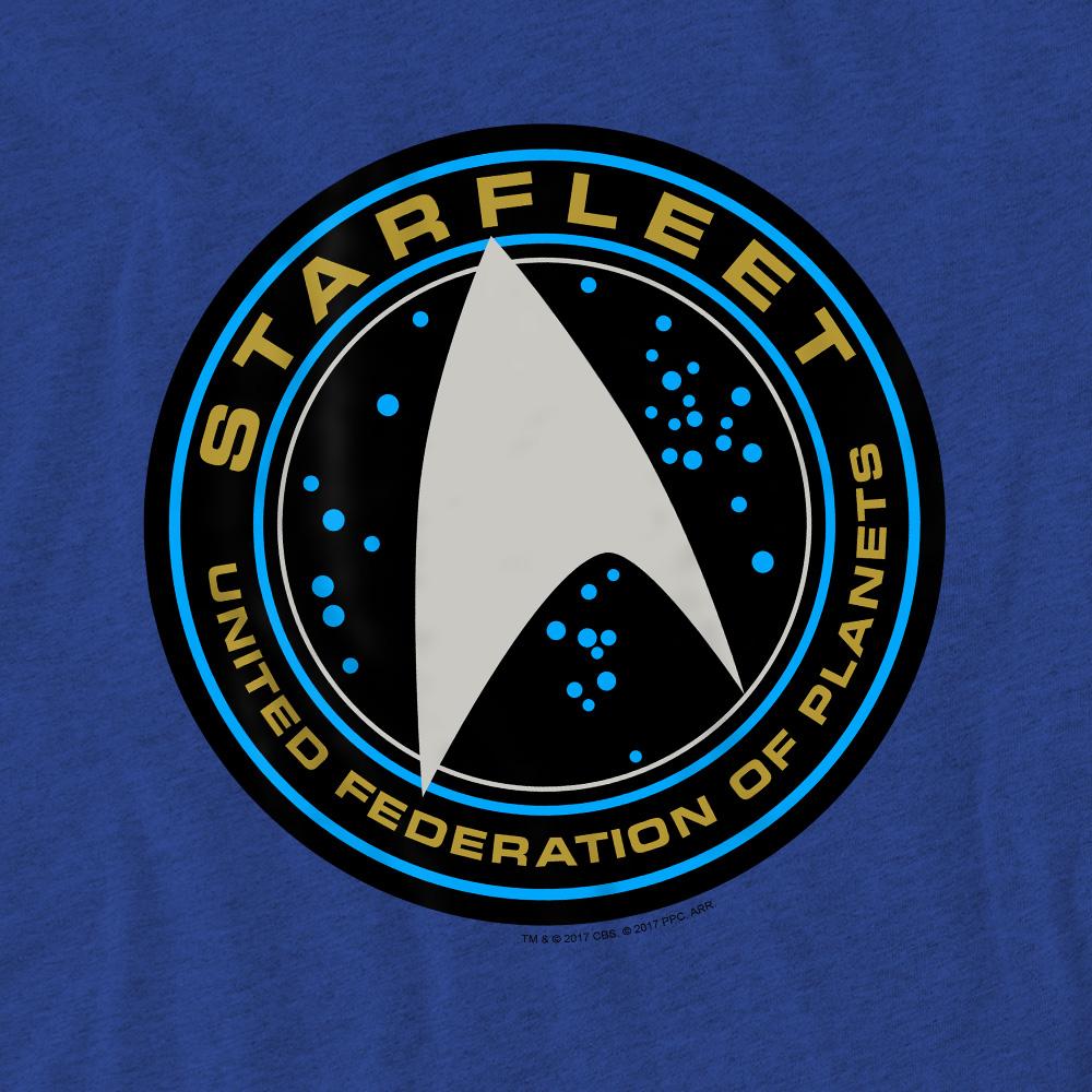 Royal Blue - Side - Star Trek Beyond Unisex Adult Starfleet Patch T-Shirt