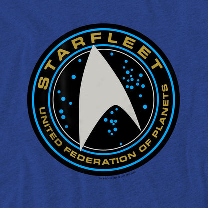 Royal Blue - Side - Star Trek Beyond Unisex Adult Starfleet Patch T-Shirt