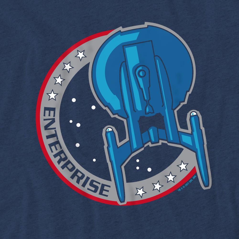 Navy - Pack Shot - Star Trek Unisex Adult Enterprise Patch T-Shirt