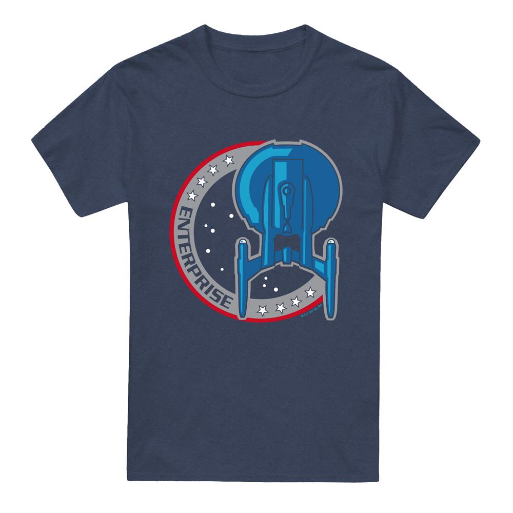 Navy - Front - Star Trek Unisex Adult Enterprise Patch T-Shirt