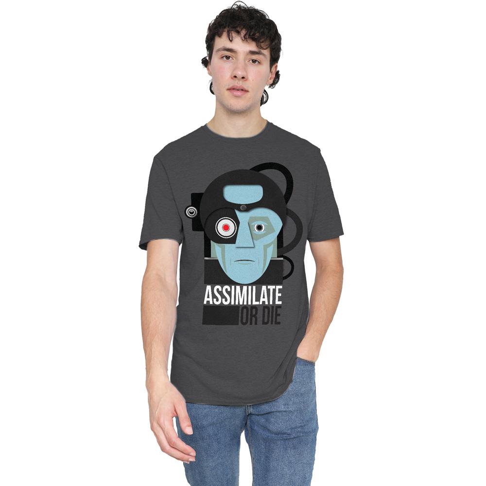 Charcoal - Side - Star Trek Unisex Adult Assimilate or Die T-Shirt