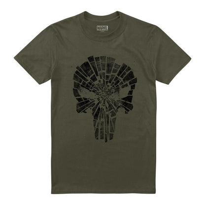 Military Green - Front - The Punisher Mens Shattered Logo T-Shirt