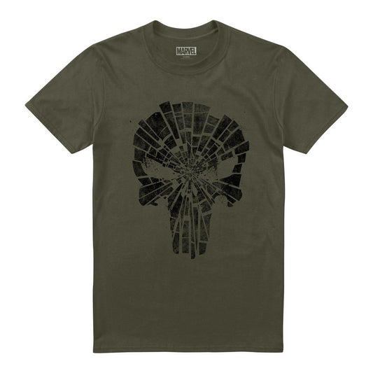 Military Green - Front - The Punisher Mens Shattered Logo T-Shirt