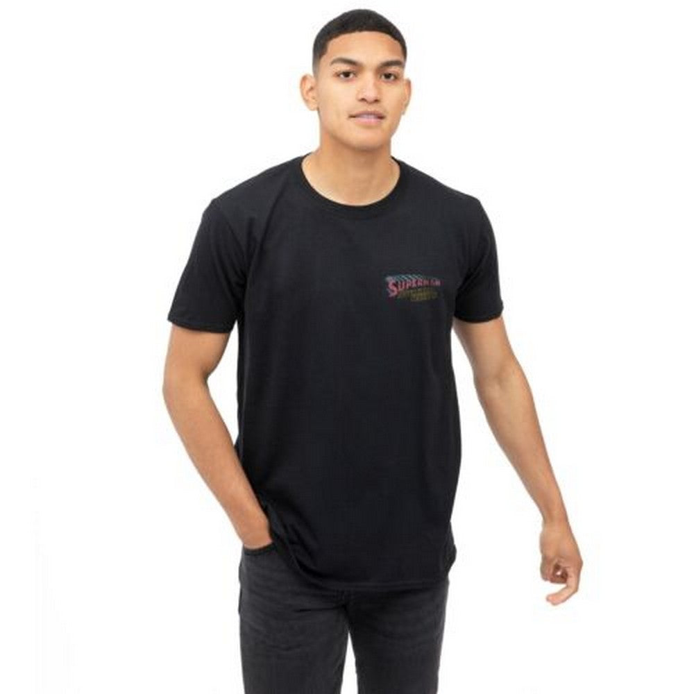 Black - Side - Superman Mens Super Hero Services T-Shirt