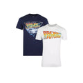 Navy-White - Front - Back To The Future Mens We Don´t Need Roads T-Shirt (Pack of 2)