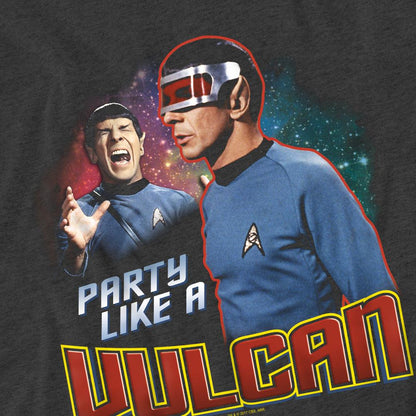 Charcoal - Side - Star Trek Unisex Adult Party Like a Vulcan T-Shirt
