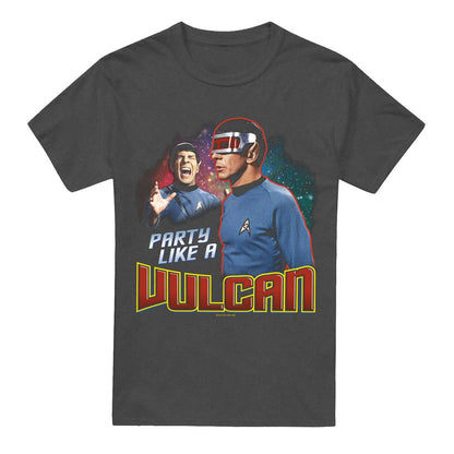 Charcoal - Front - Star Trek Unisex Adult Party Like a Vulcan T-Shirt