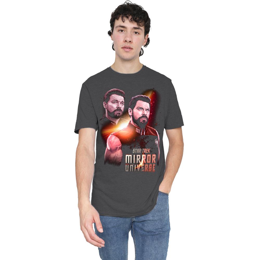 Charcoal - Pack Shot - Star Trek Unisex Adult Mirror Riker T-Shirt