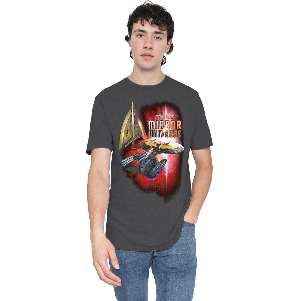Charcoal - Side - Star Trek Unisex Adult Mirror Enterprise T-Shirt