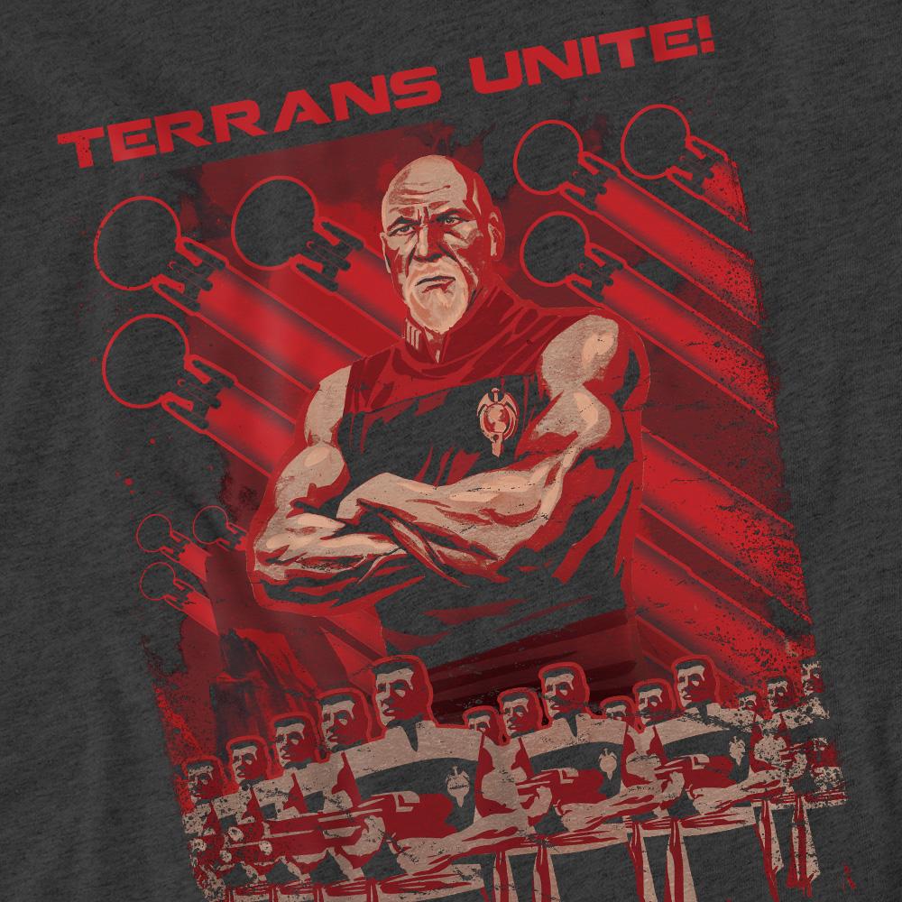 Charcoal - Pack Shot - Star Trek Unisex Adult Terrans Unite T-Shirt