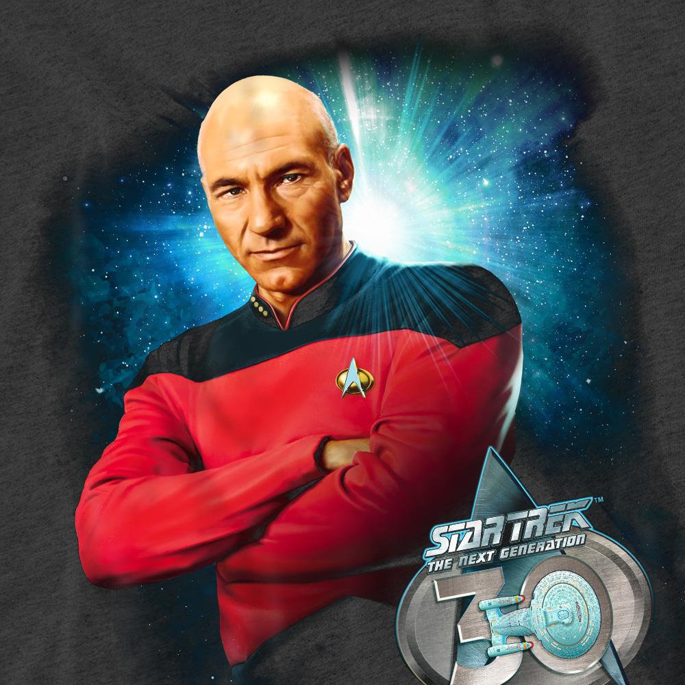 Charcoal - Pack Shot - Star Trek Unisex Adult 30 Jean-Luc Picard T-Shirt
