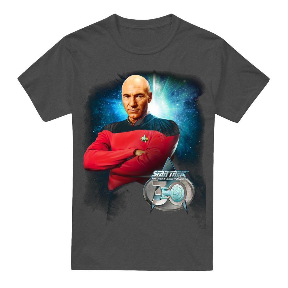 Charcoal - Front - Star Trek Unisex Adult 30 Jean-Luc Picard T-Shirt