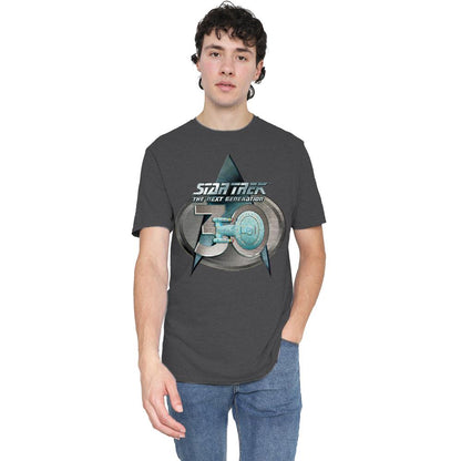 Charcoal - Lifestyle - Star Trek Unisex Adult The Next Generation 30 Logo T-Shirt