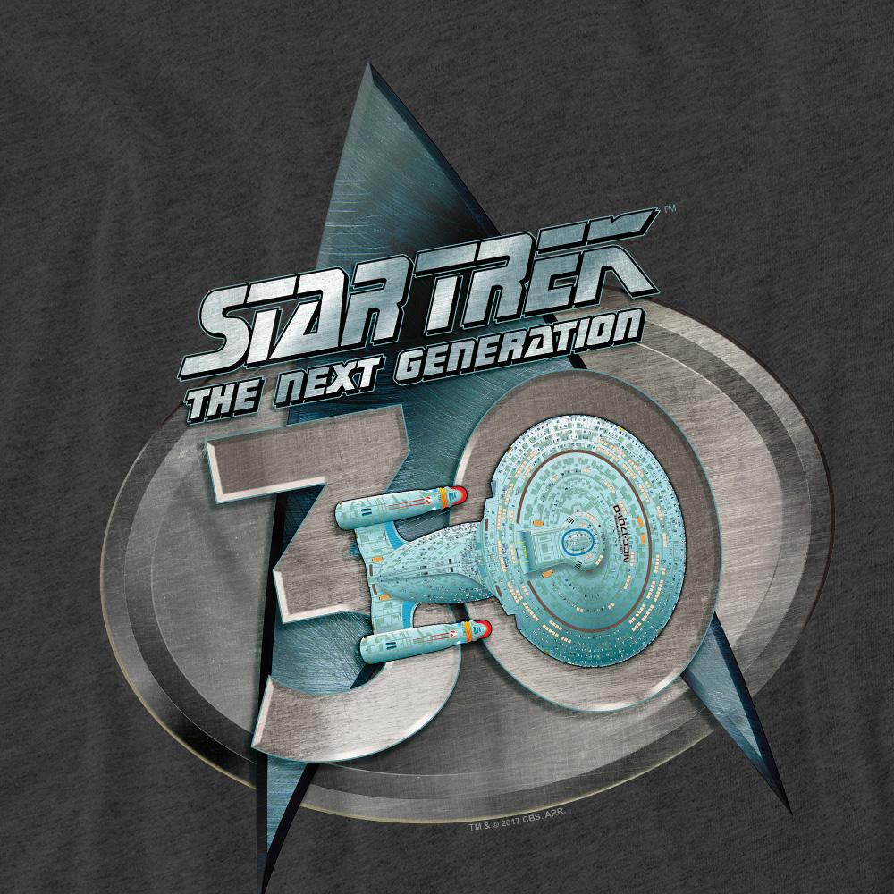 Charcoal - Pack Shot - Star Trek Unisex Adult The Next Generation 30 Logo T-Shirt