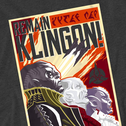 Charcoal - Pack Shot - Star Trek: Discovery Unisex Adult Remain Klingon Poster T-Shirt