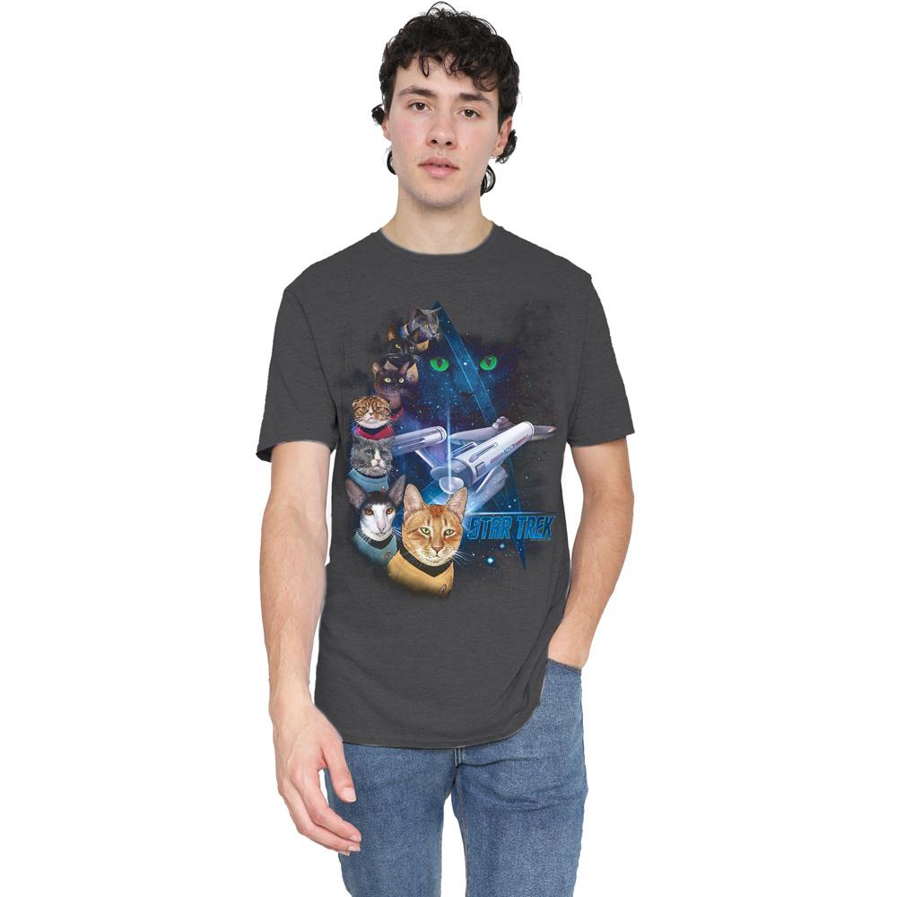 Charcoal - Lifestyle - Star Trek Unisex Adult Feline Galaxy T-Shirt