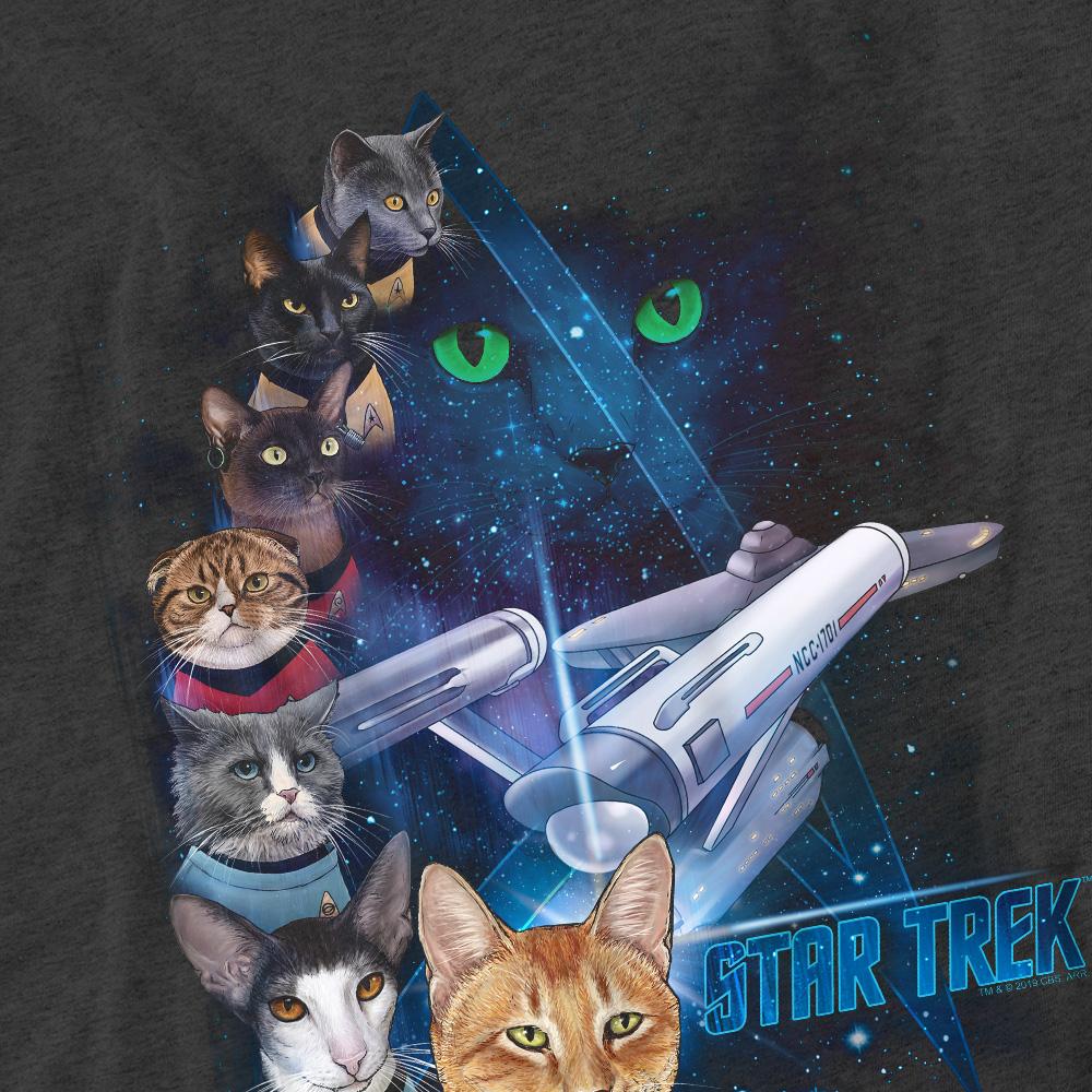 Charcoal - Pack Shot - Star Trek Unisex Adult Feline Galaxy T-Shirt
