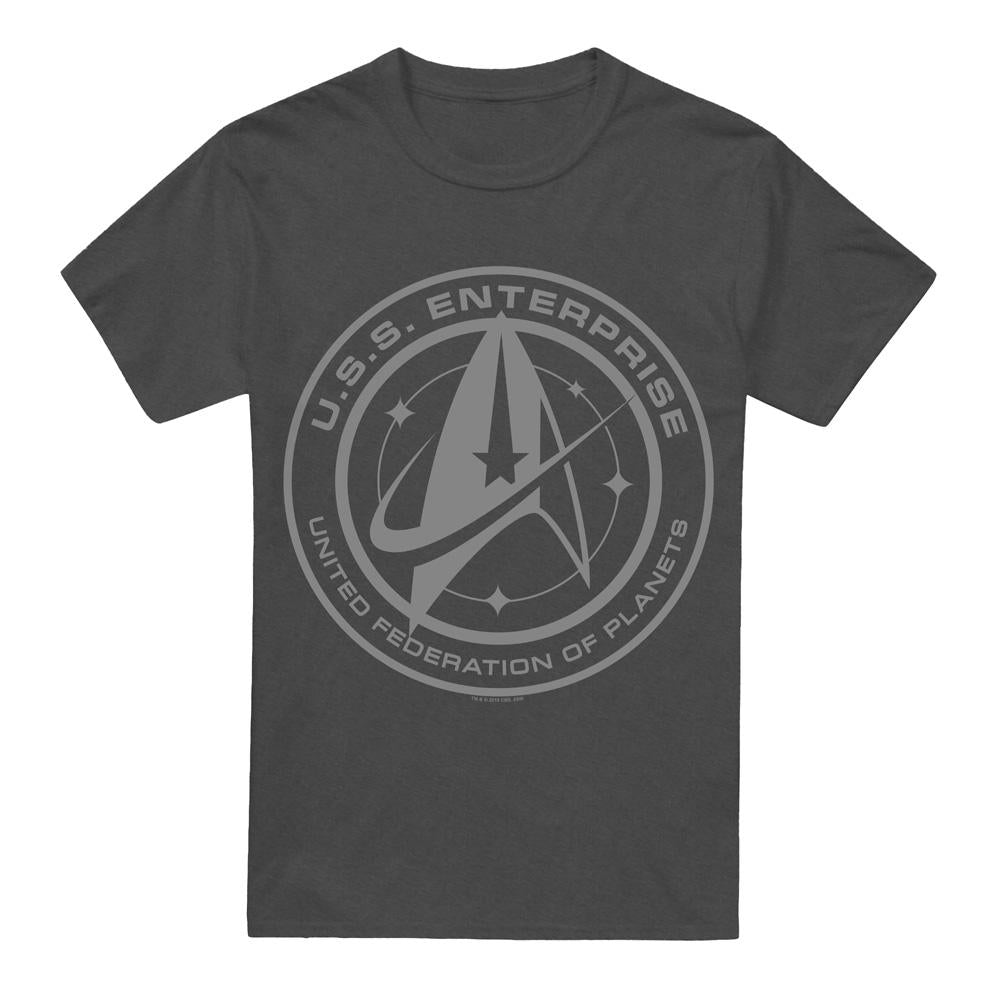Charcoal - Front - Star Trek: Discovery Unisex Adult Enterprise Crest T-Shirt