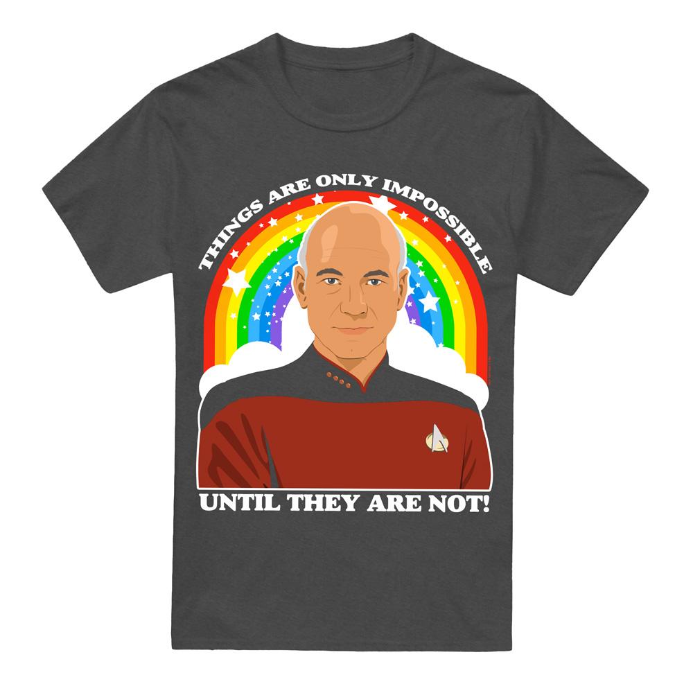 Charcoal - Front - Star Trek: The Next Generation Unisex Adult Impossible T-Shirt