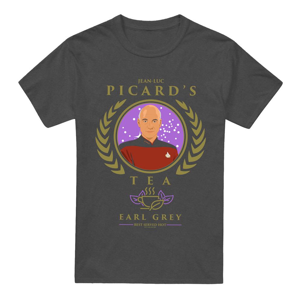 Charcoal - Front - Star Trek: The Next Generation Unisex Adult Tea. Earl Grey. Hot T-Shirt