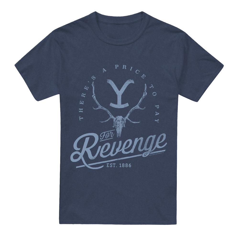 Navy - Front - Yellowstone Unisex Adult Revenge Skull T-Shirt