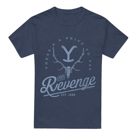 Navy - Front - Yellowstone Unisex Adult Revenge Skull T-Shirt