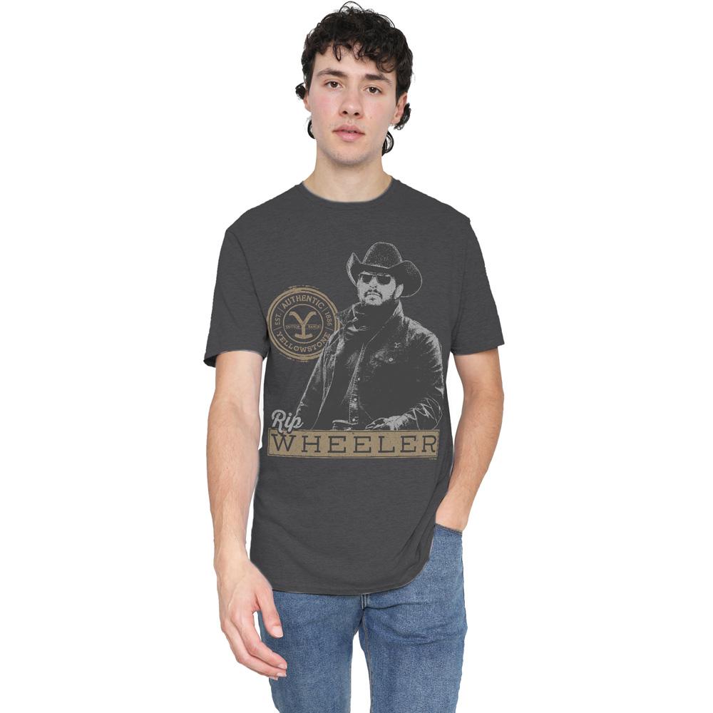 Charcoal - Side - Yellowstone Unisex Adult Rip Wheeler T-Shirt
