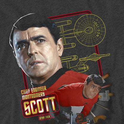 Charcoal - Pack Shot - Star Trek Unisex Adult Chief Engineer Scott T-Shirt