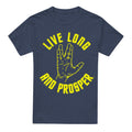 Navy - Front - Star Trek Unisex Adult Live Long Hand T-Shirt