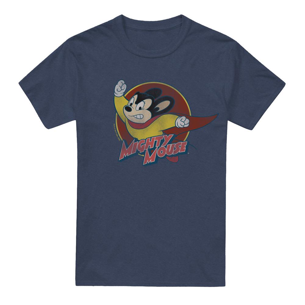 Navy - Front - Mighty Mouse Unisex Adult Circle T-Shirt