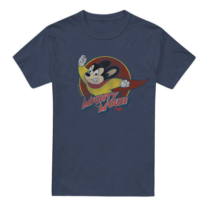 Navy - Front - Mighty Mouse Unisex Adult Circle T-Shirt