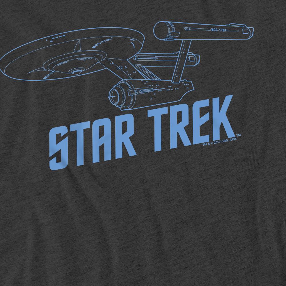 Charcoal - Pack Shot - Star Trek Unisex Adult Enterprise Outline T-Shirt