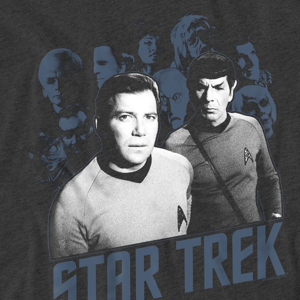 Charcoal - Pack Shot - Star Trek Unisex Adult Kirk Spock & Company T-Shirt
