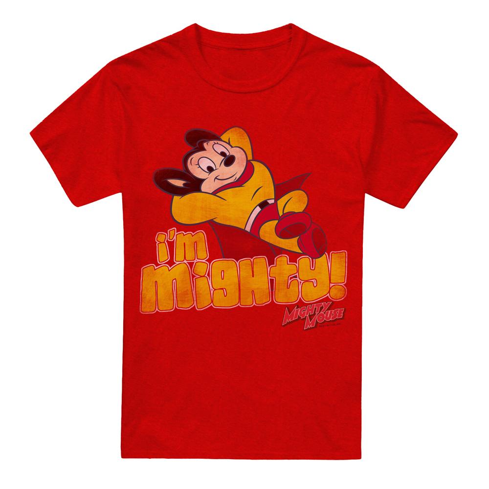 Red - Front - Mighty Mouse Unisex Adult I´m Mighty T-Shirt