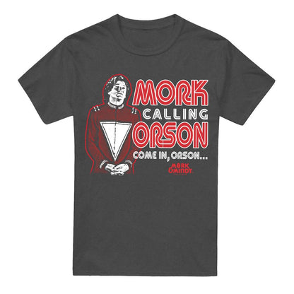 Charcoal - Front - Mork And Mindy Unisex Adult Mork Calling Orson T-Shirt