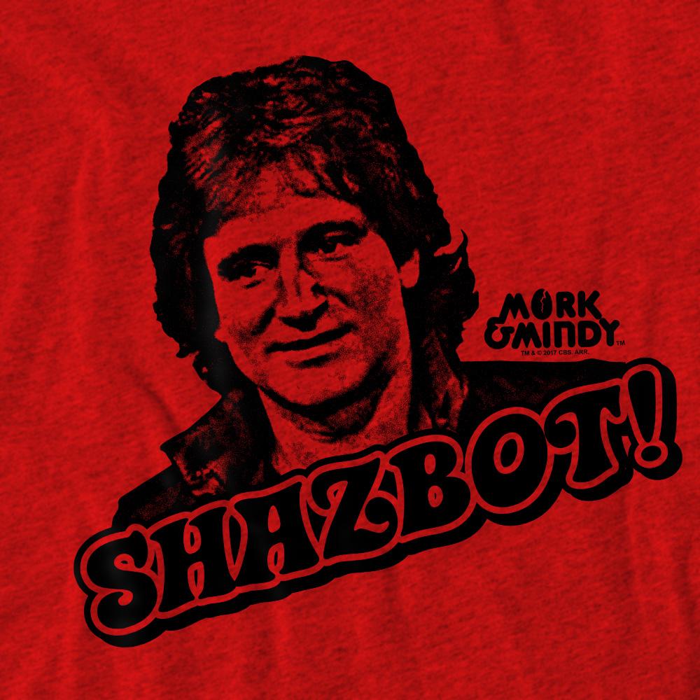Red - Pack Shot - Mork And Mindy Unisex Adult Shazbot T-Shirt